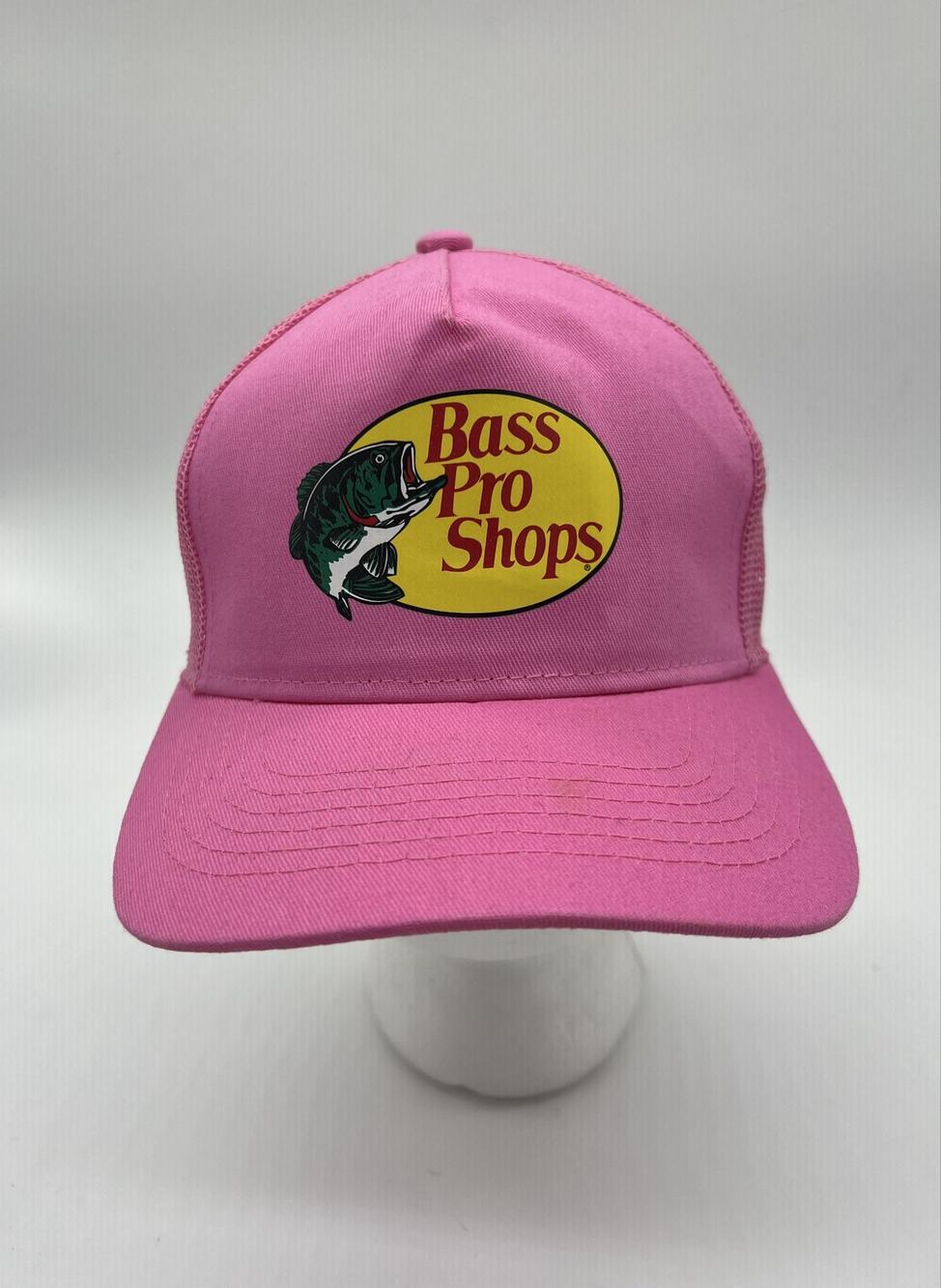 Bass Pro Shops Hat Cap Snap Back Girls Adjustable Pink Mesh Trucker Fishing Logo